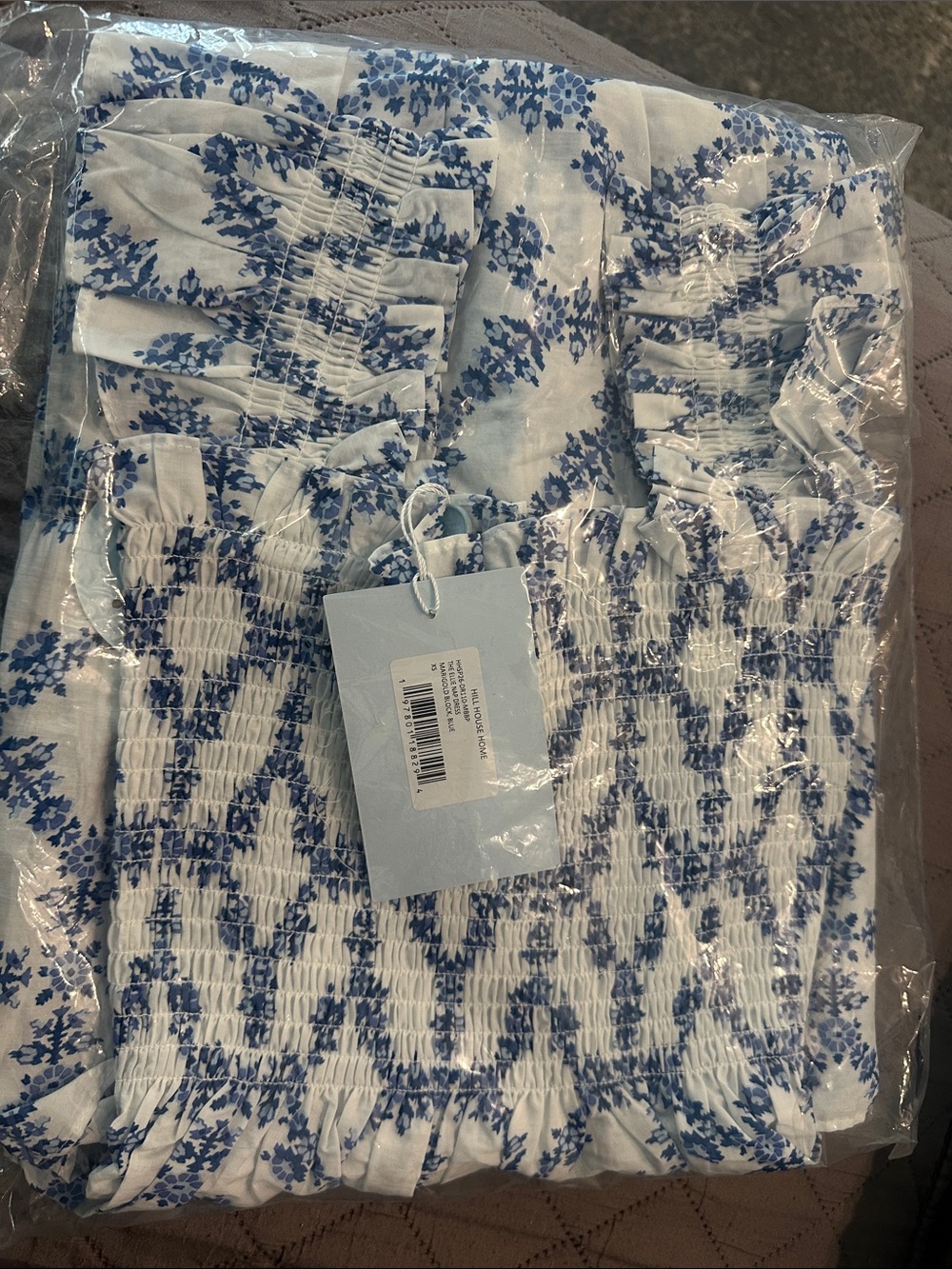 Hill House Ellie Midi Dress in White and Light Blue Floral -sealed, never opened - Picture 2 of 3